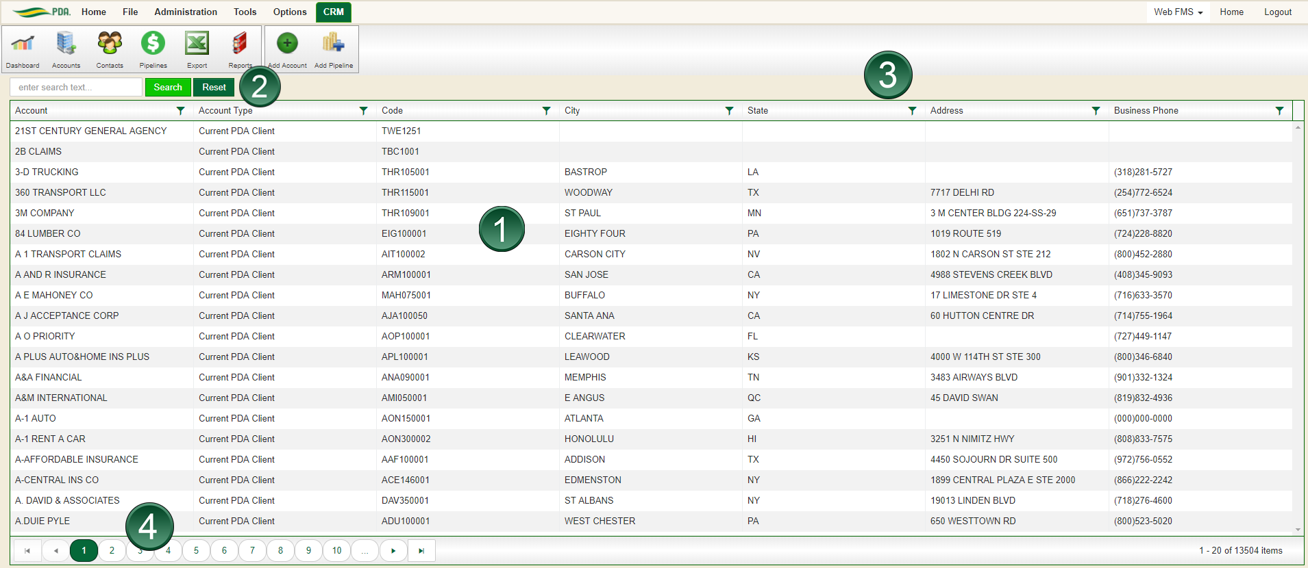 Accounts Landing Page